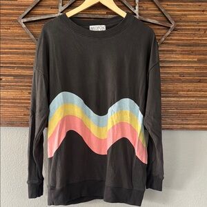 Wildfox Oversized Sweatshirt with Colorful Wave Design